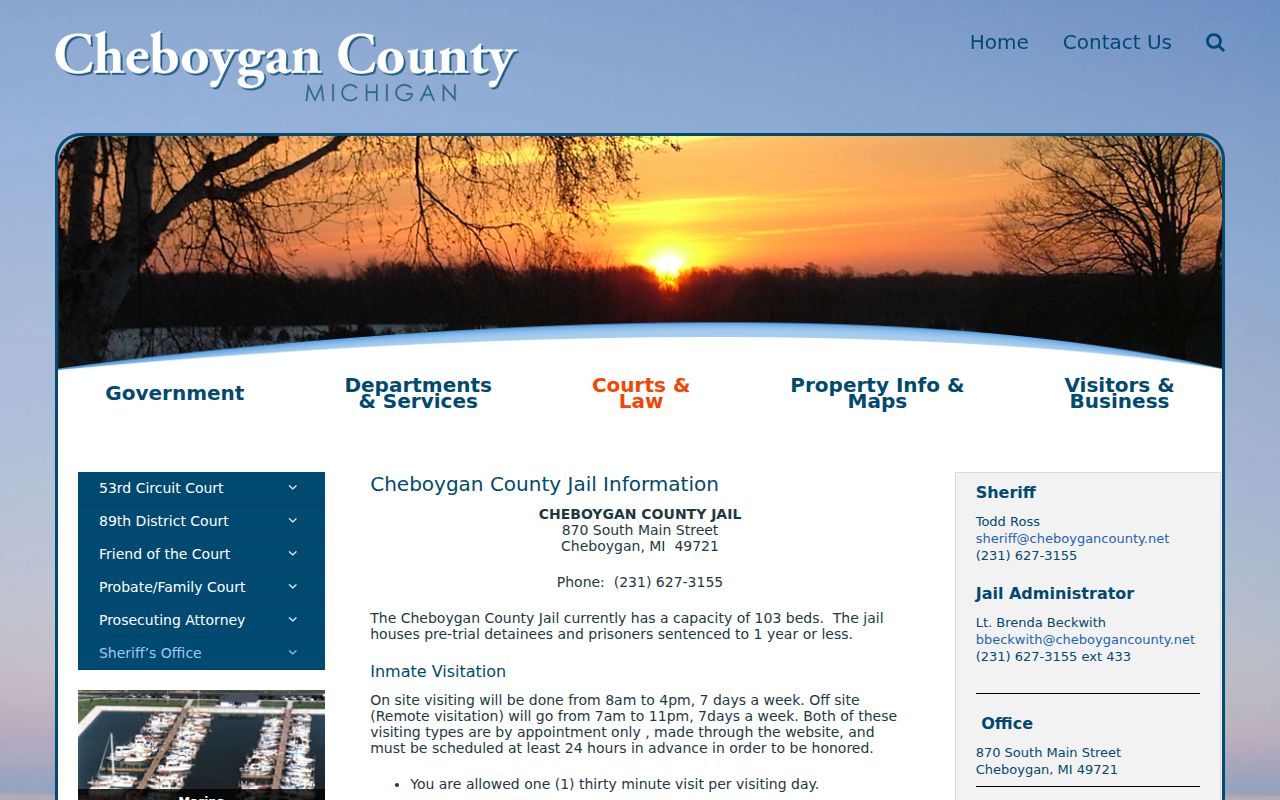 Cheboygan County arrest booking destination and jail information