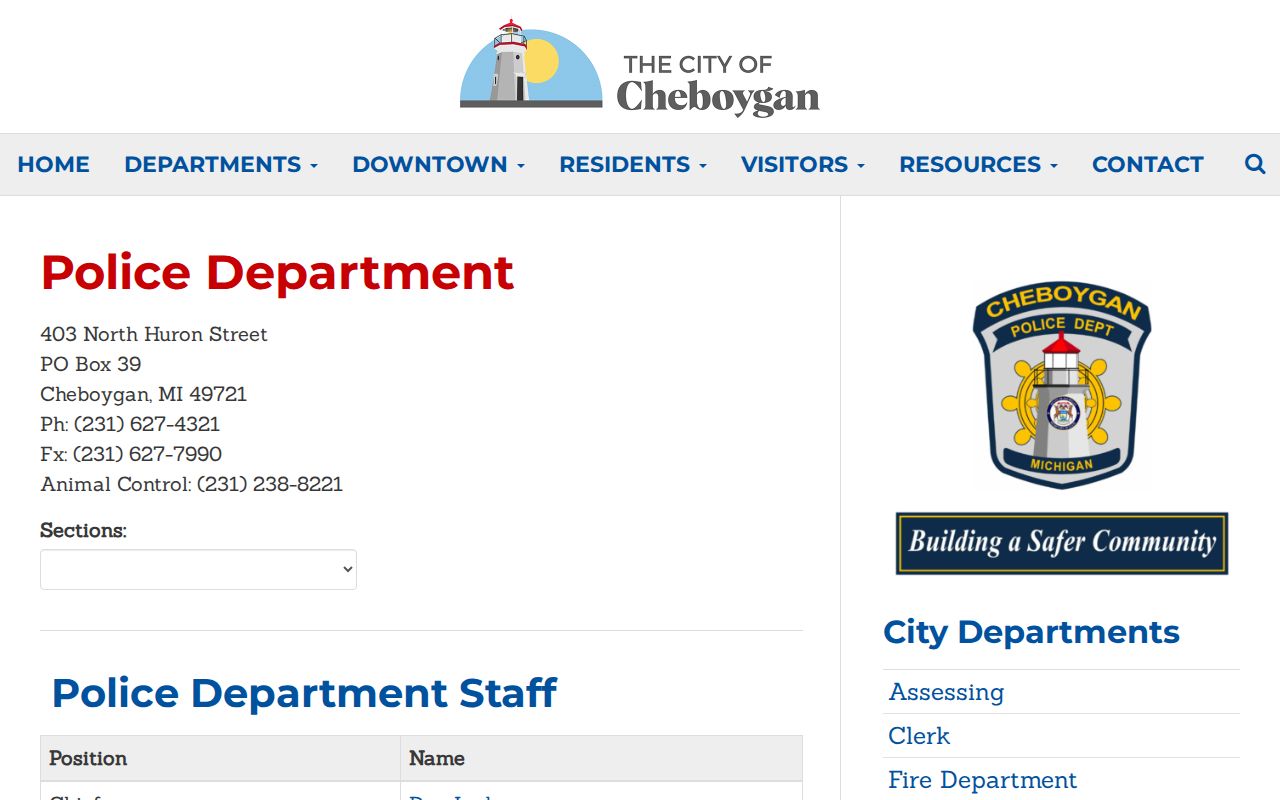 Cheboygan Police Department report and criminal record information