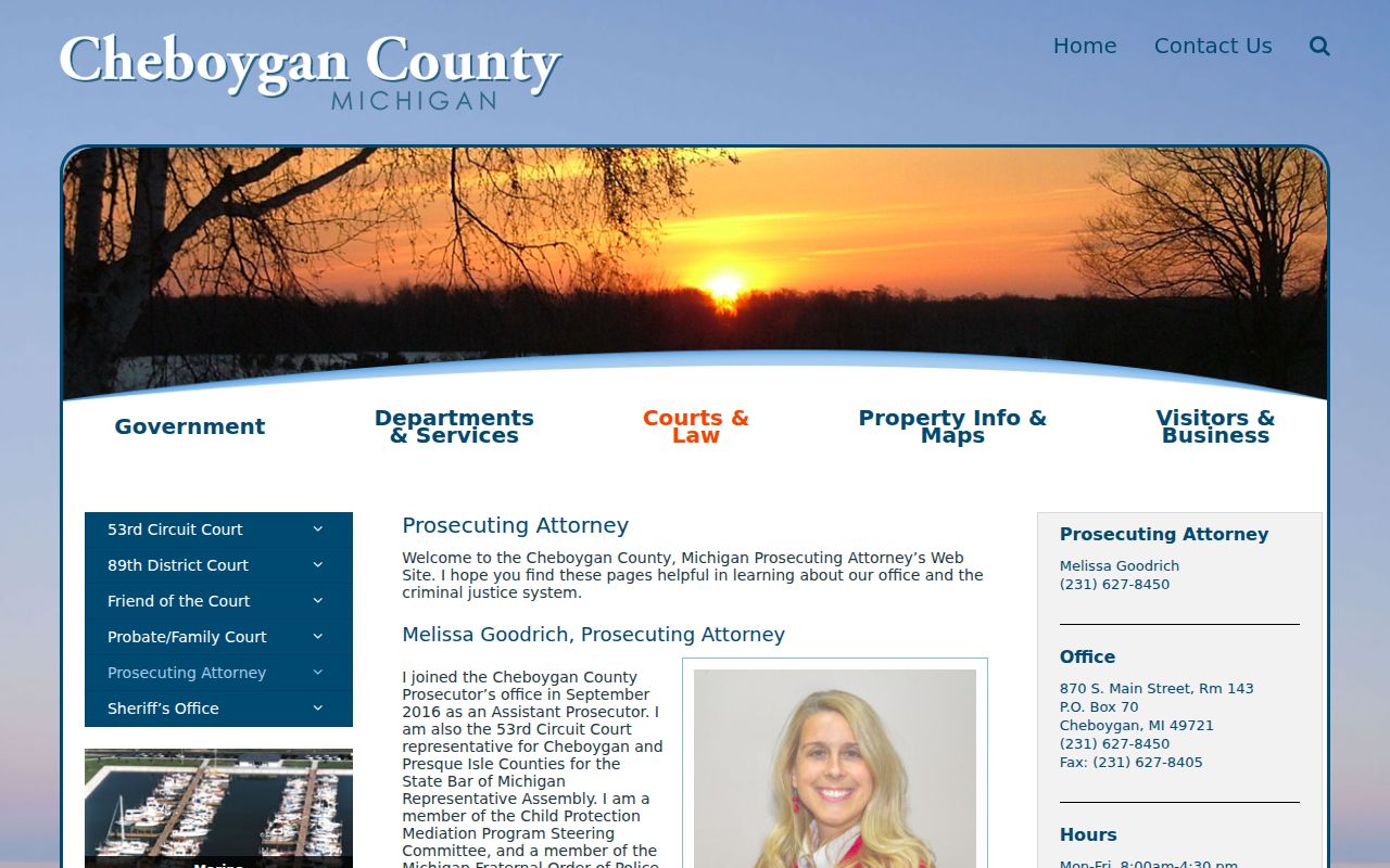 Cheboygan County criminal court Prosecuting Attorney office information