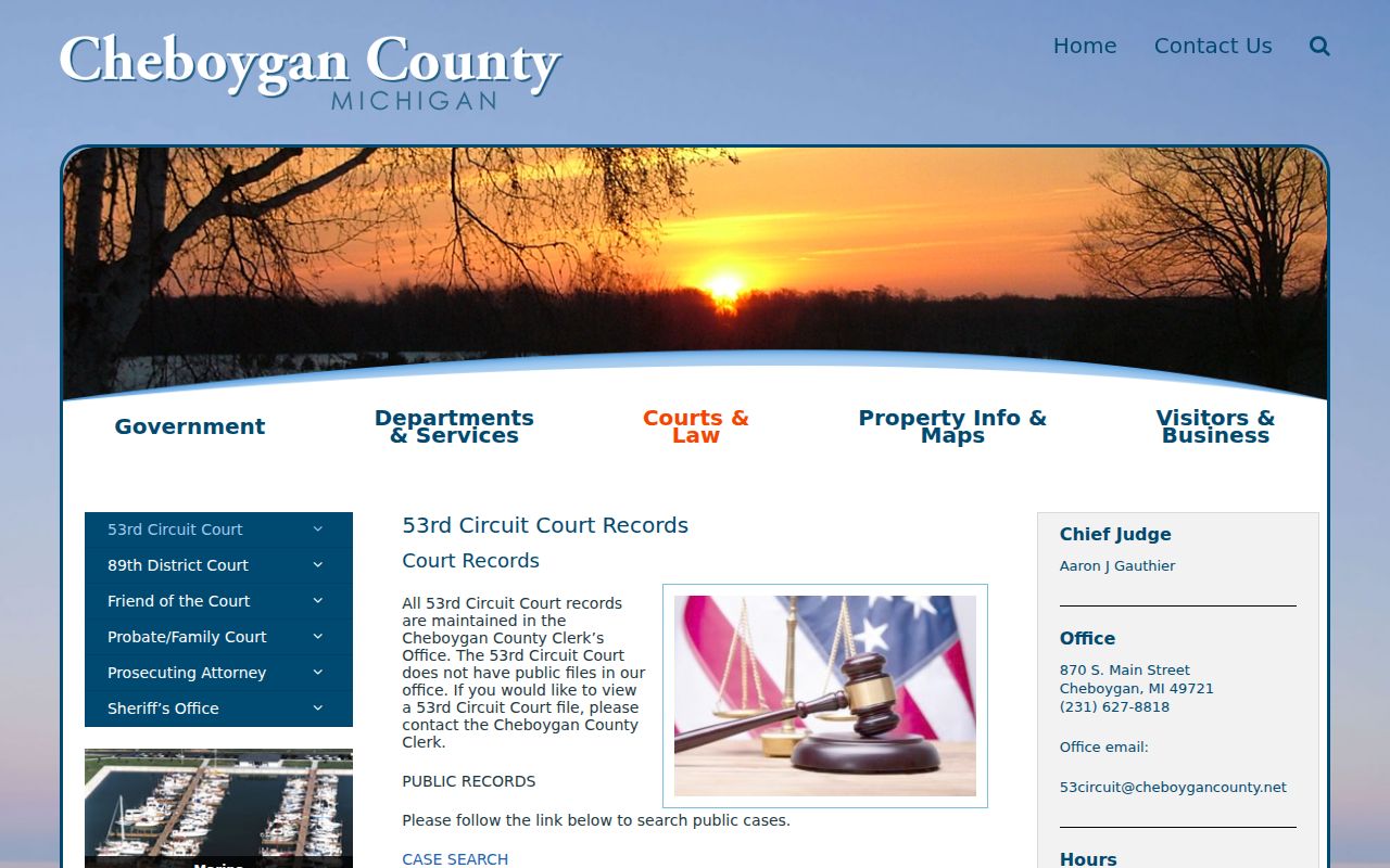 Cheboygan County criminal case records custody notice for the County Clerk