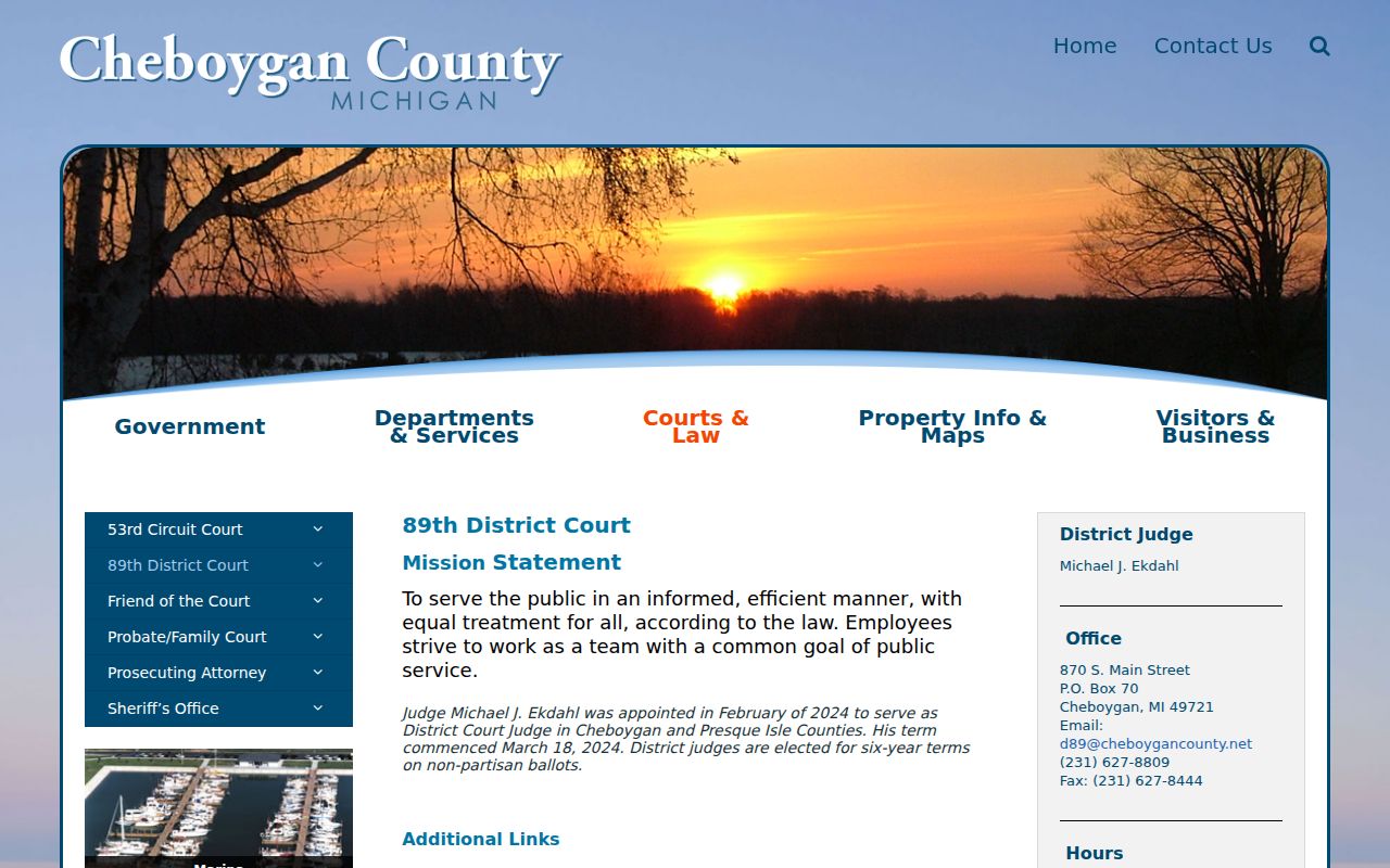 Cheboygan County criminal case access through the 89th District Court