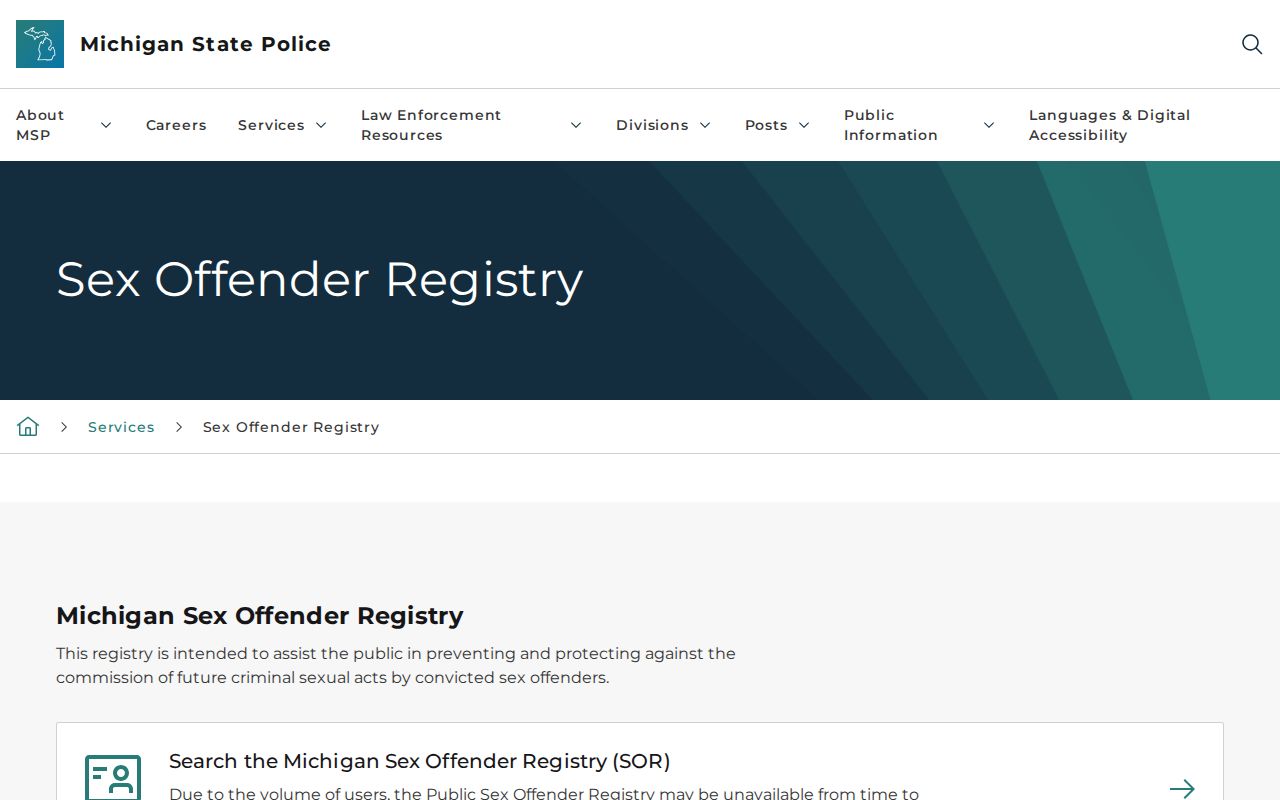 Michigan State Police instructions for Cheboygan County sex offender checks